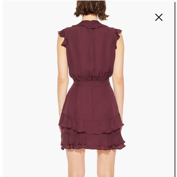 Parker Maroon Tangia Ruffle Detail Minidress size 4 - Picture 2 of 8
